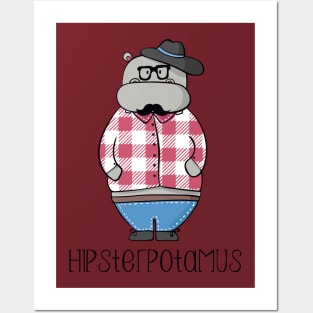 Hipsterpotamus- Funny Hippo Hipster gift Posters and Art